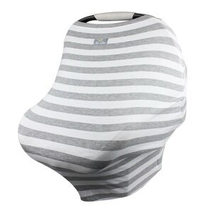 Mom Boss Grey White Striped Stretchy 4-In-1 Multi-Use Nursing Cover And Scarf